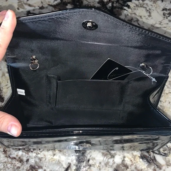 NEW Black Patent Evening Clutch - Picture 4 of 10